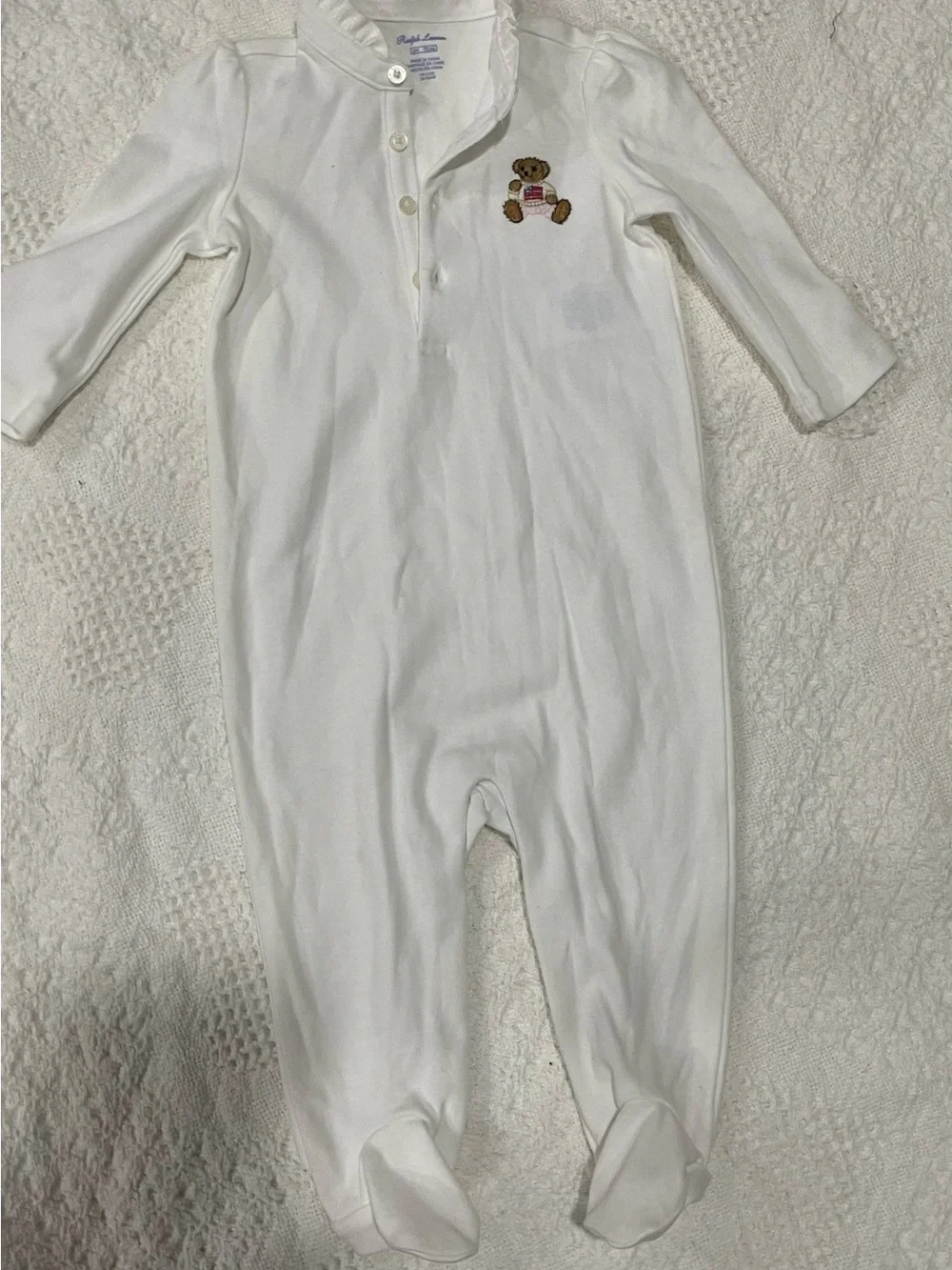 Ralph Lauren Bundled White Baby Teddy Bear Ruffle Collar Polo